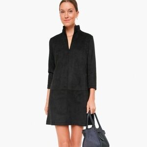 Tuckernuck faux suede pockets black dress